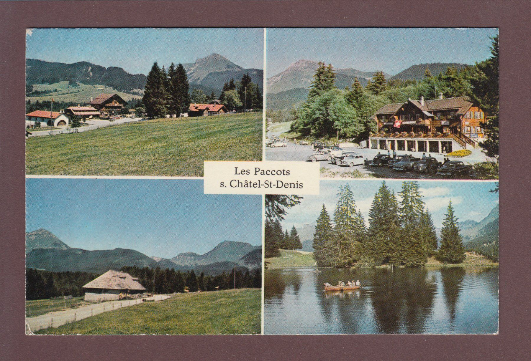 Cartoline postali: LES PACCOTS sur Châtel-St.-Denis - 4 images - 1964 – Usato da Pully venduto da nicecards