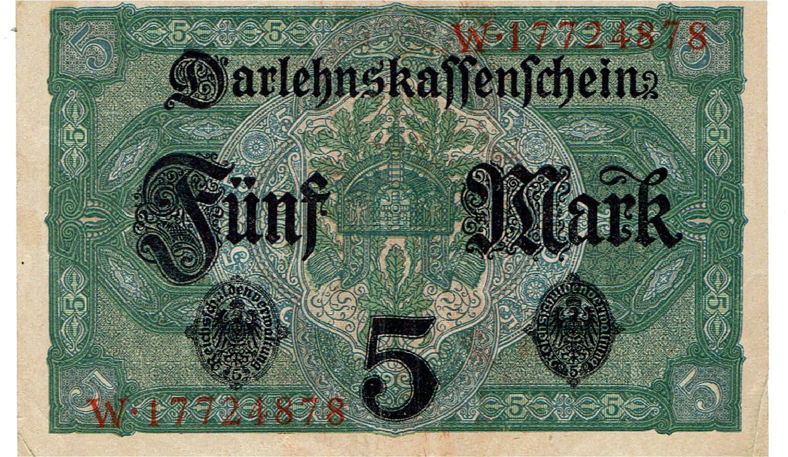 Banconote: Berlin 5 Mark 01.08.1917 VZ-VZ+ – Usato da Steffisburg venduto da ber_8htf 1