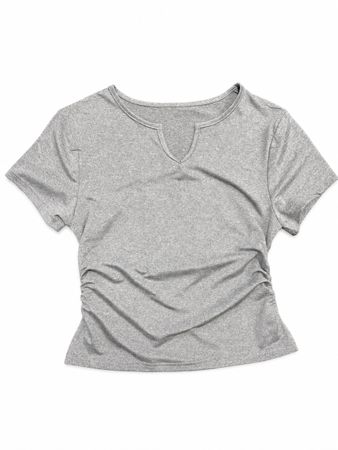 Graues V-Neck T-Shirt S
