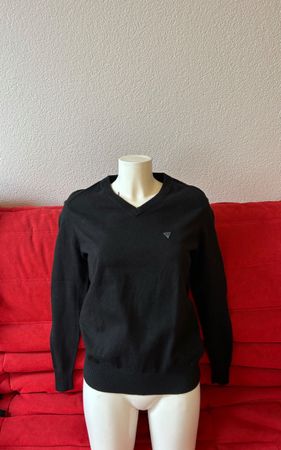 Pull Guess Col V Noir Homme T.S Occasion Bon État Pour Hiver