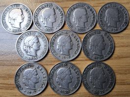 5 Rappen 1888/1927 - Lot 10 Stück!