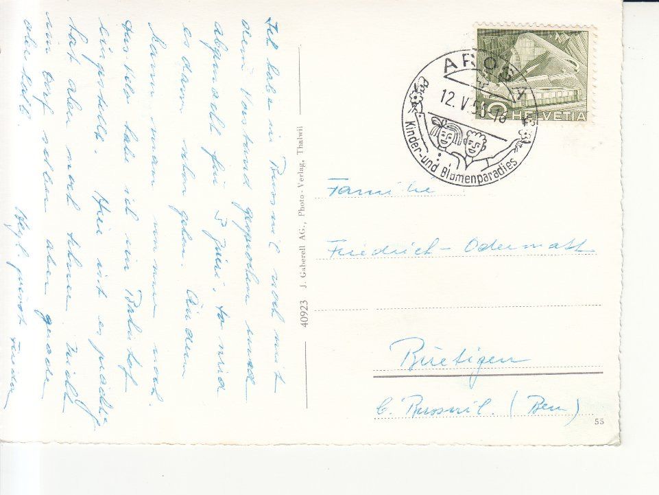 Cartoline postali: Arosa 1955 – Usato da Bürglen TG venduto da StampGraf 1