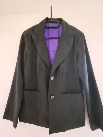 Blazer noir chic à doublure violette—taille 38 