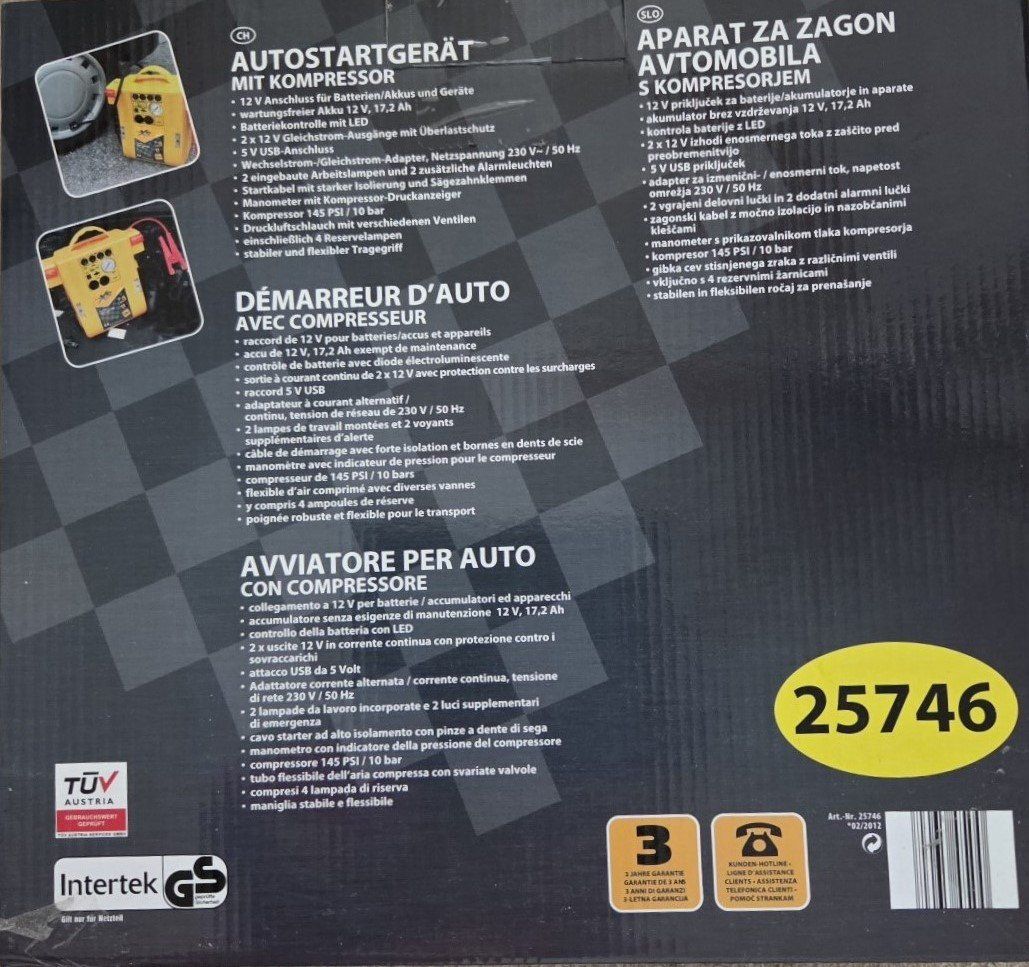 Caricabatterie: Auto-Startgerät mit Kompressor- Neu und originalverpackt. – Nuovo e nell'imballaggio originale da Weggis venduto da R_AR 1
