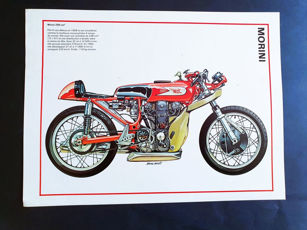 Mini poster format A4, Moto, Motorrad, Morini 250, 1958 | Kaufen auf ...