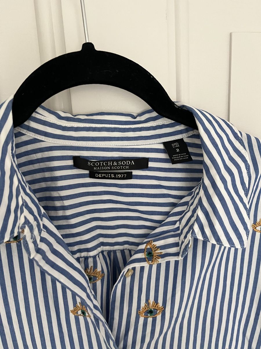Blusen: Scotch & Soda striped shirt size 2 embroidered eye pattern – Gebraucht aus Zürich von jul_855n 2