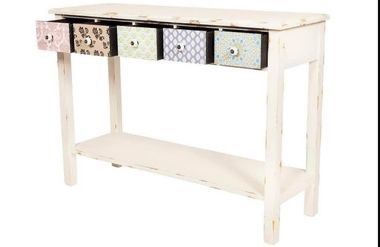 Console: Weisses Sideboard Shabby Chic Look mit 5 Schubladen – Nuovo e nell'imballaggio originale da Berikon venduto da nimmo 1