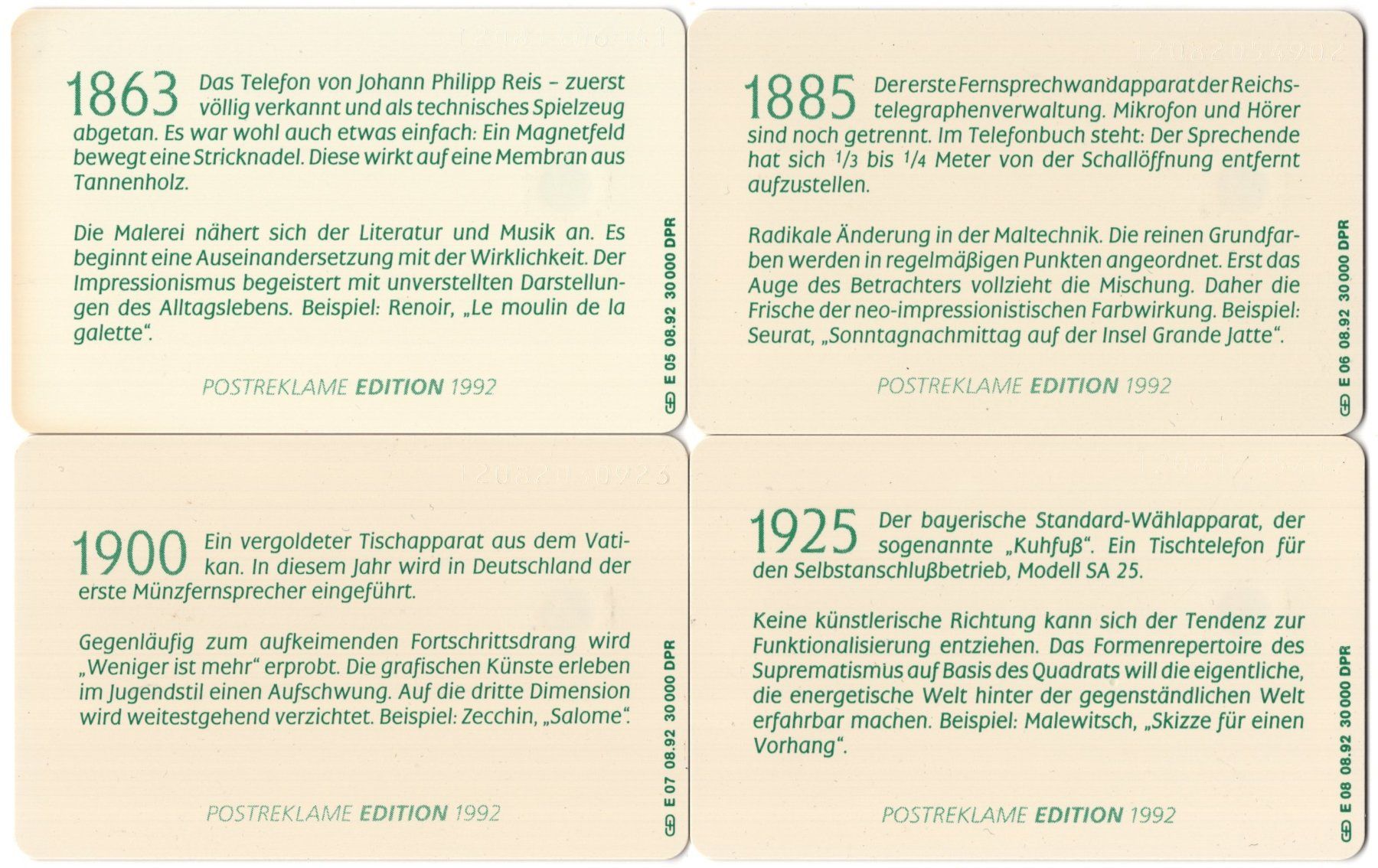 Schede telefoniche: Telefon Serie - 4 volle Telefonkarten der E-Serie – Nuovo (secondo la descrizione) da Eglisau venduto da Chperfins 1