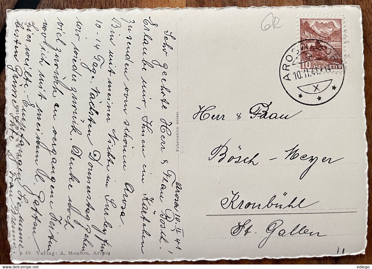 Cartoline postali: AROSA - WINTER 1941 – Usato da Lutry venduto da Ediego 1