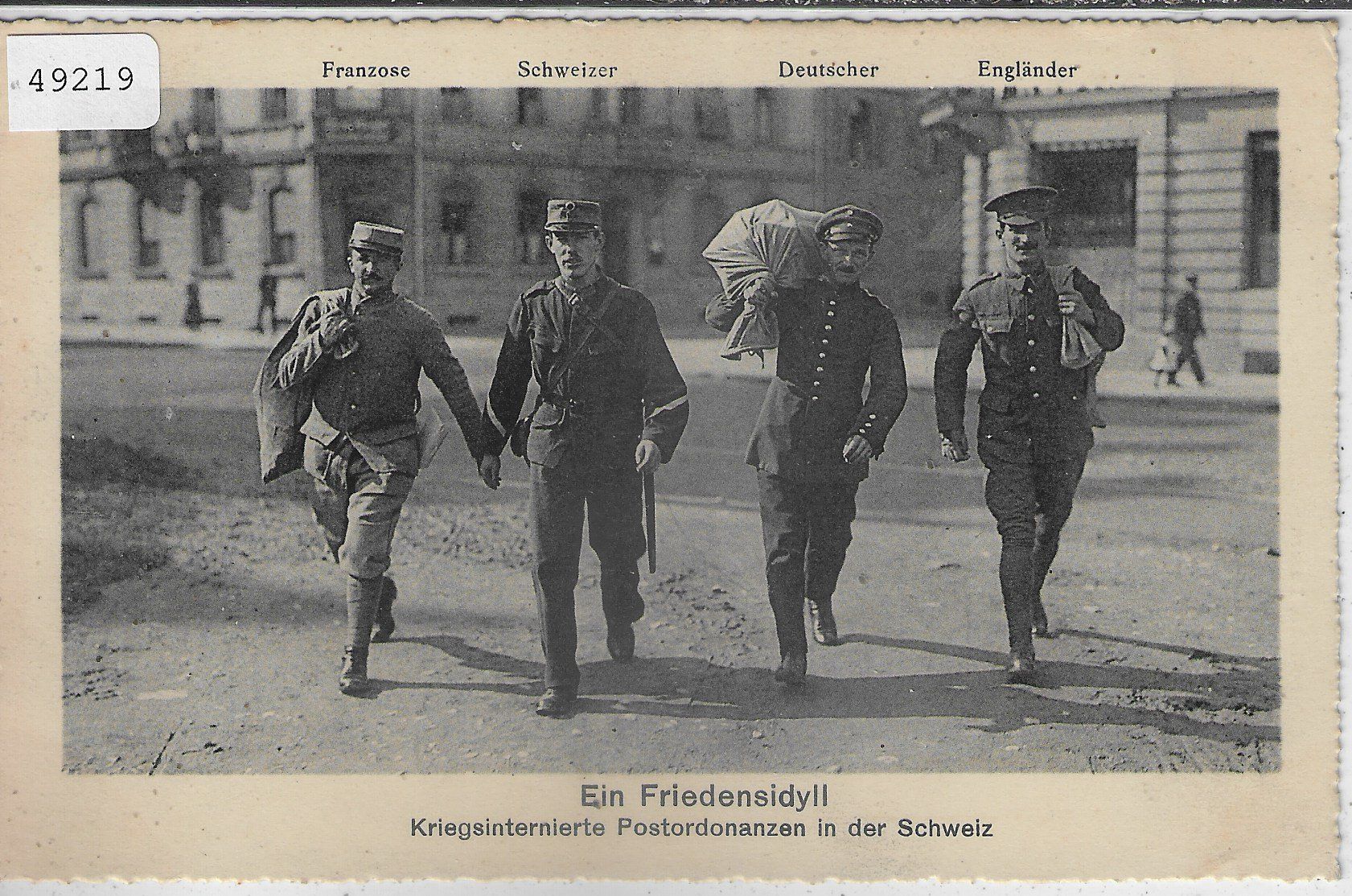Ansichtskarten: Ein Friedensidyll - Krieginternierte Postordonanzen in d. CH – Gebraucht aus Ettingen von Kartenplanet