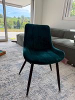 2x elegante Esszimmerstühle in Dunkelgrün – Stoff & bequem