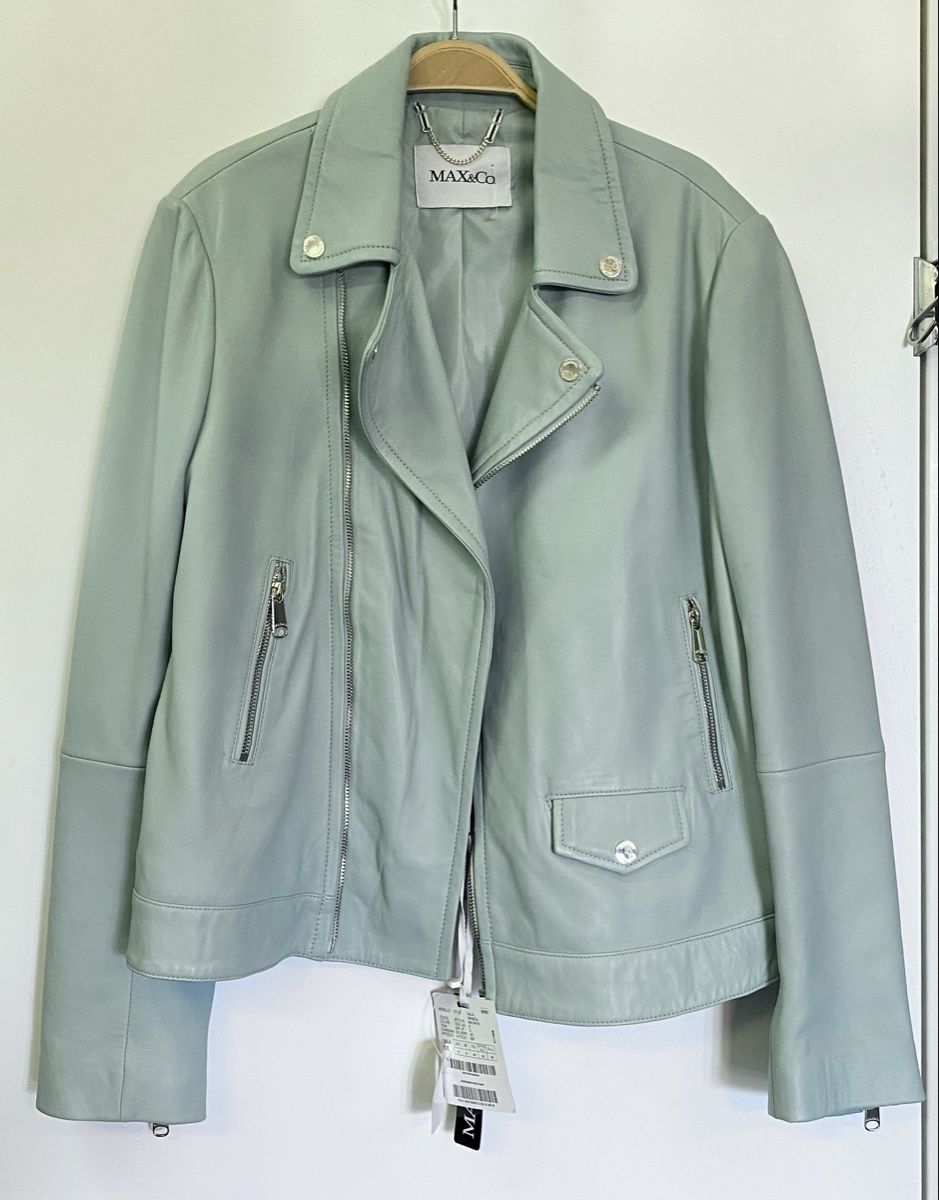 Max Mara Jacken: Max Mara Lederjacke mint blau 40 Neu – Neu und originalverpackt aus Büron von Coerner