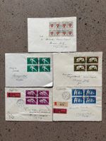 5 Briefe mit Pro Patria Viererblocksatz 1950, Kat. 250.- +