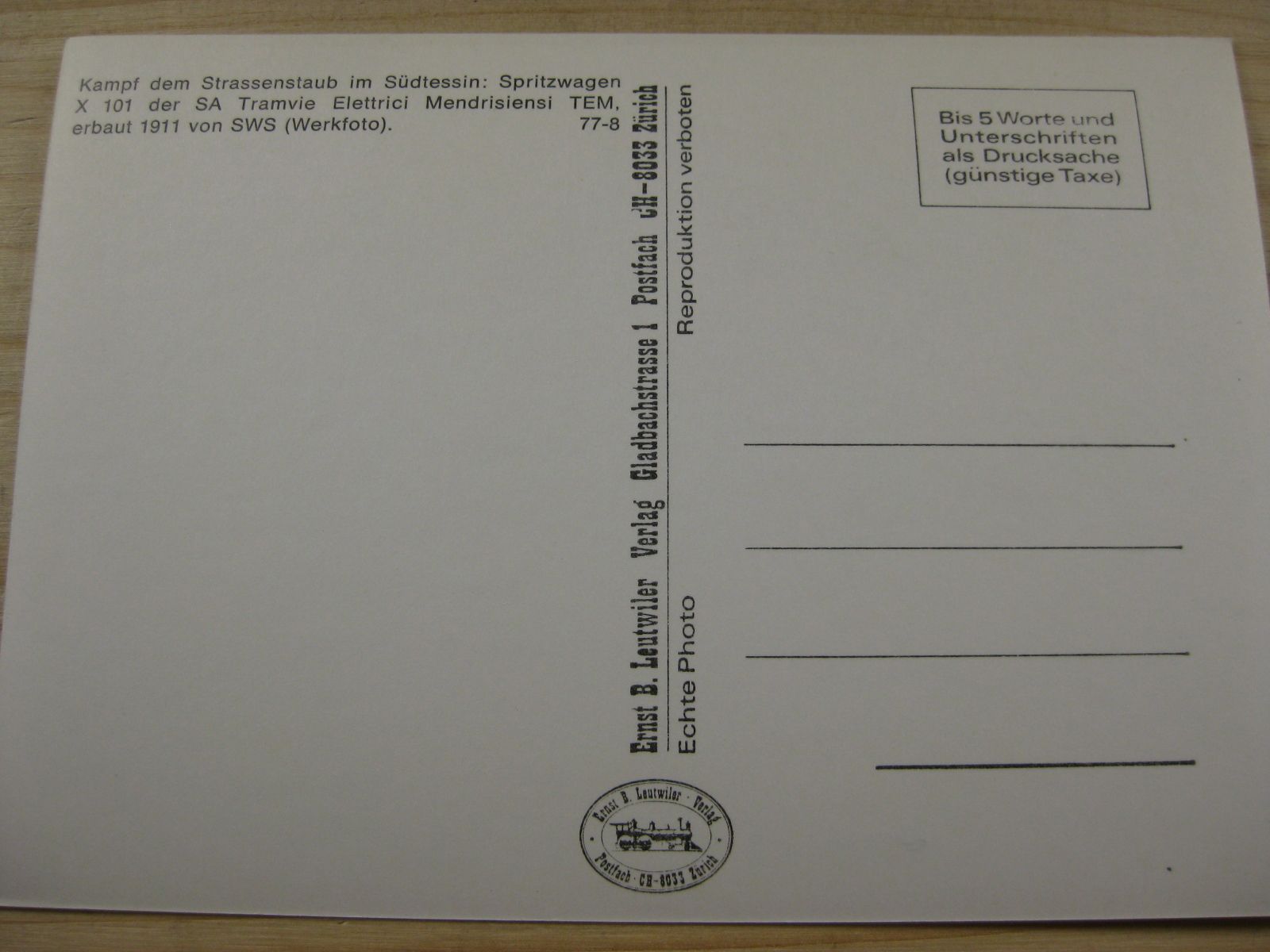 Cartoline postali: AK Tram TEM Mendrisio Chiasso – Usato da Malters venduto da Marosko 1