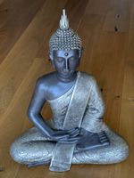 Buddha Statue 60cm – Silber/Schwarz – Edle Deko-Figur