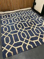 Tapis bleu et dorée à reliefs 2mx3m