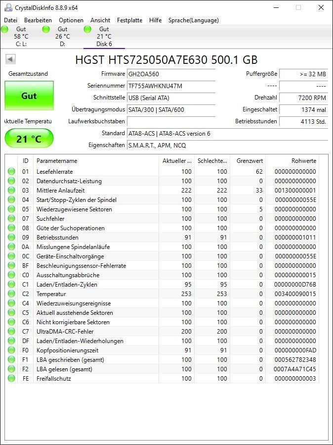 Dischi rigidi: HGST 500GB 2.5" Festplatte – Usato da Künten venduto da Arktisde 1