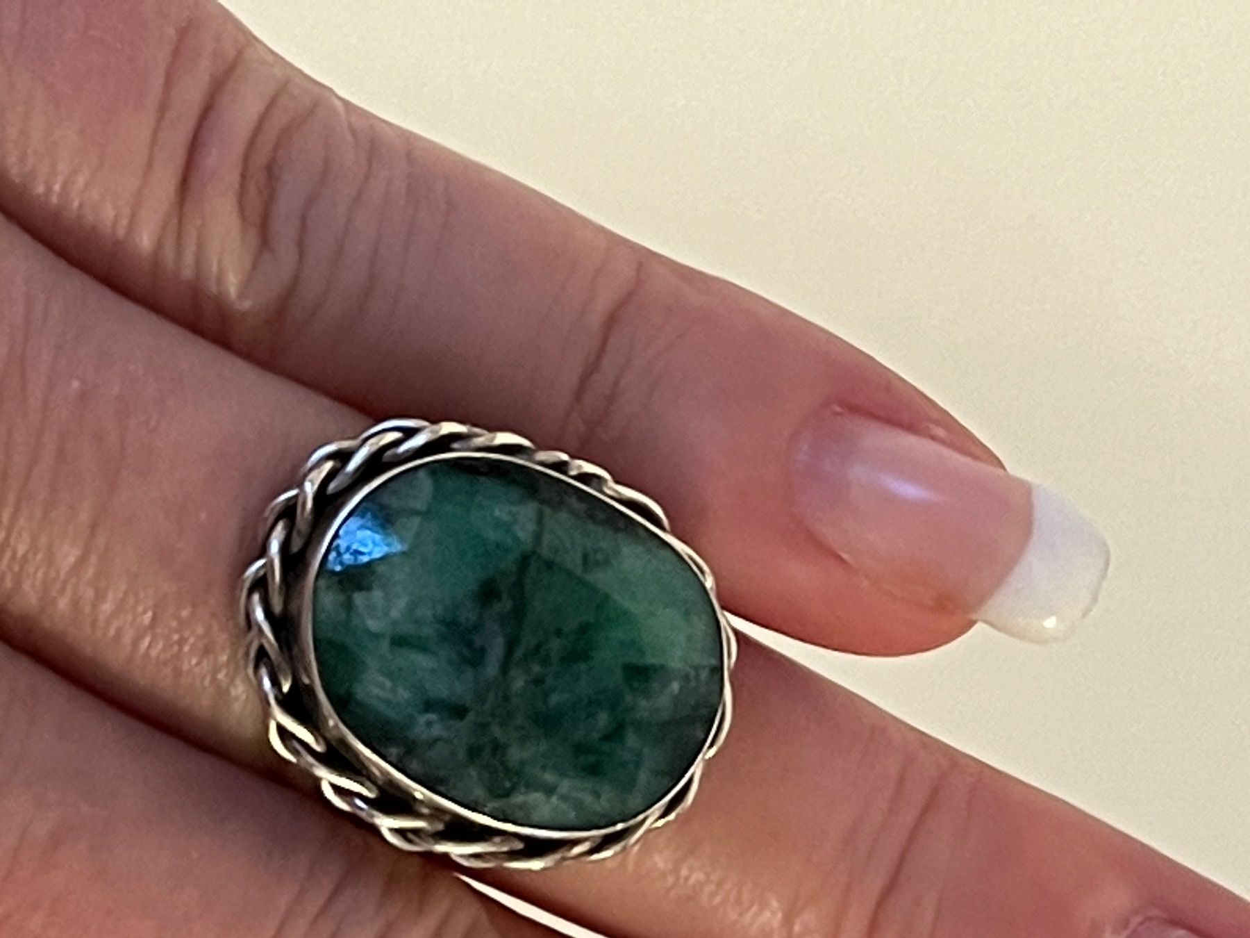 Ringe: Silber Ring gepunzt mit Grünem Stein – Gebraucht aus Kirchleerau von  6