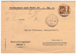 25 Rp. Tell (175z) Einzelfrankatur auf Nachnahme von ZÜRICH