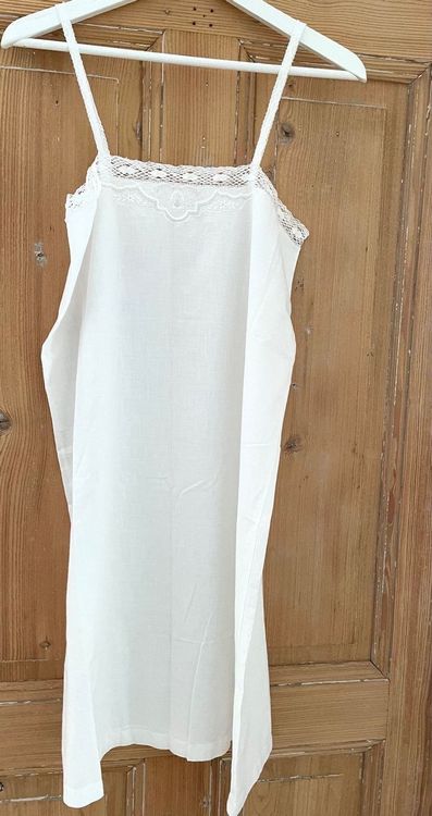 Chemise De Nuit Ancienne Fille Années 1920 – Dentelle Et Crochet – Blanche