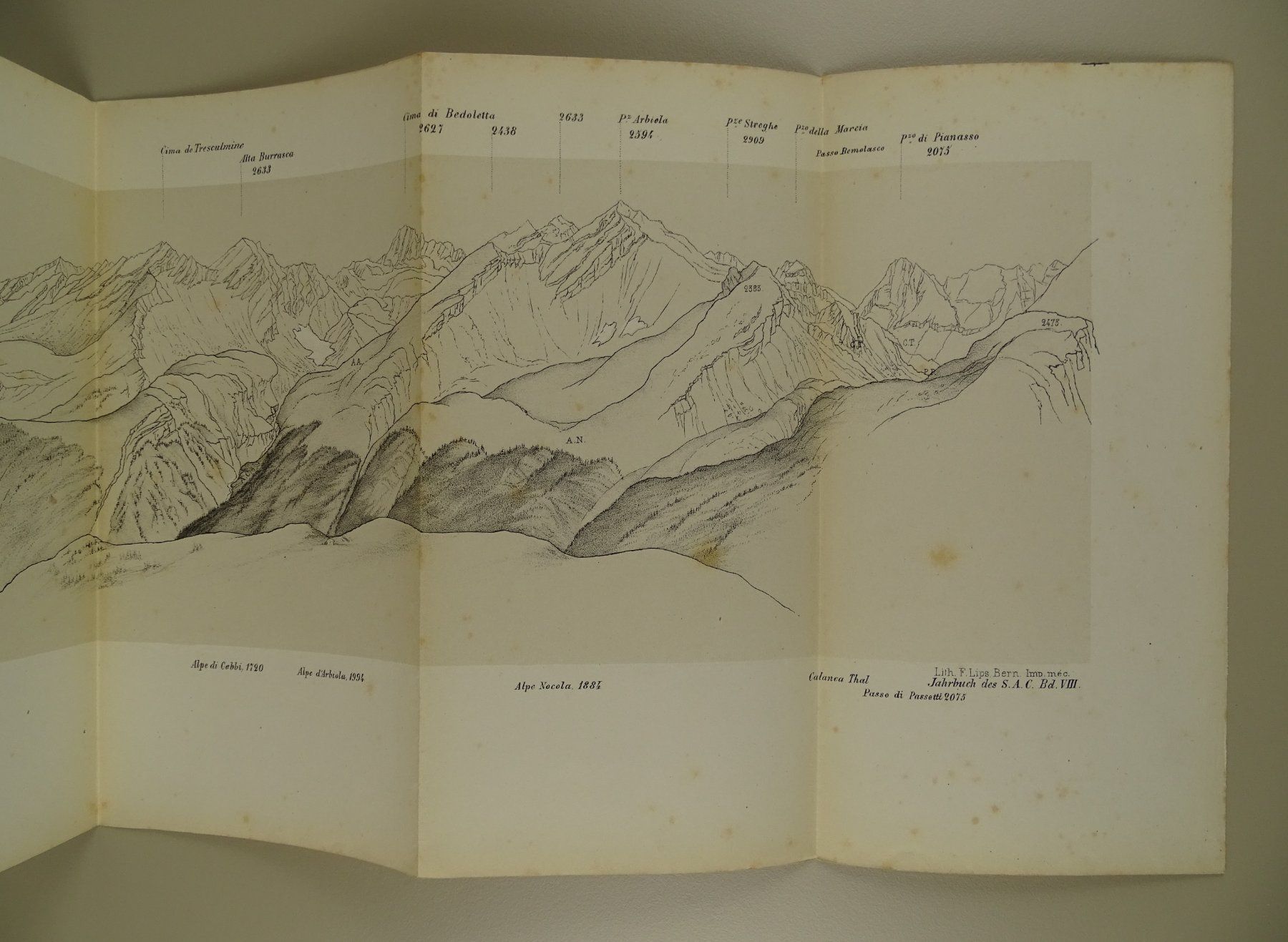 Incisioni: PIZ MUTUN, GRAUBÜNDEN, PANORAMA 1872 – Usato da Grüningen venduto da Kartensammler 2