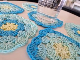 Untersetzer Coaster Deko handgemacht Blau Türkis 'Seawaves'