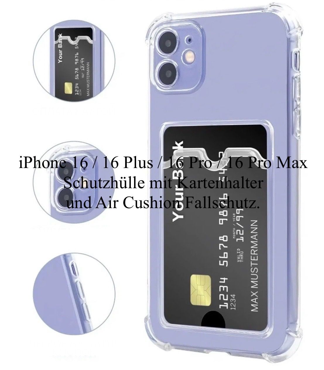 Cover & Protezioni schermo: iPhone 16 Pro Max Schutzhülle mit Kartenhalter Fallschutz – Nuovo (secondo la descrizione) da Basel venduto da MY.AIRPODS.SHOP 1