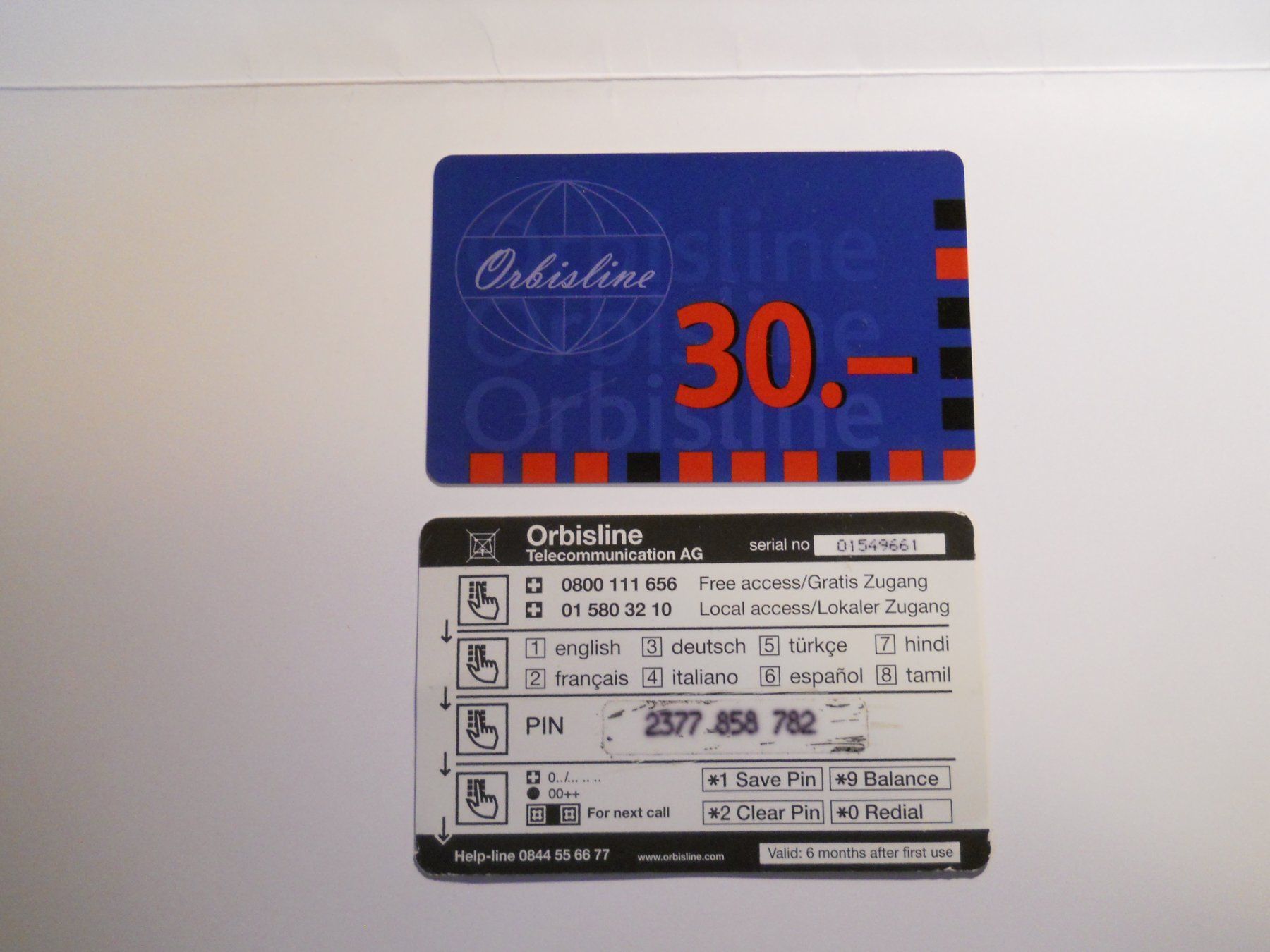 Cartes de téléphone: Orbisline 30.- Guthabenkarte – D'occasion à Boningen par FrediP