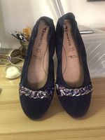 Ballerines en cuir bleu foncé Tamaris 