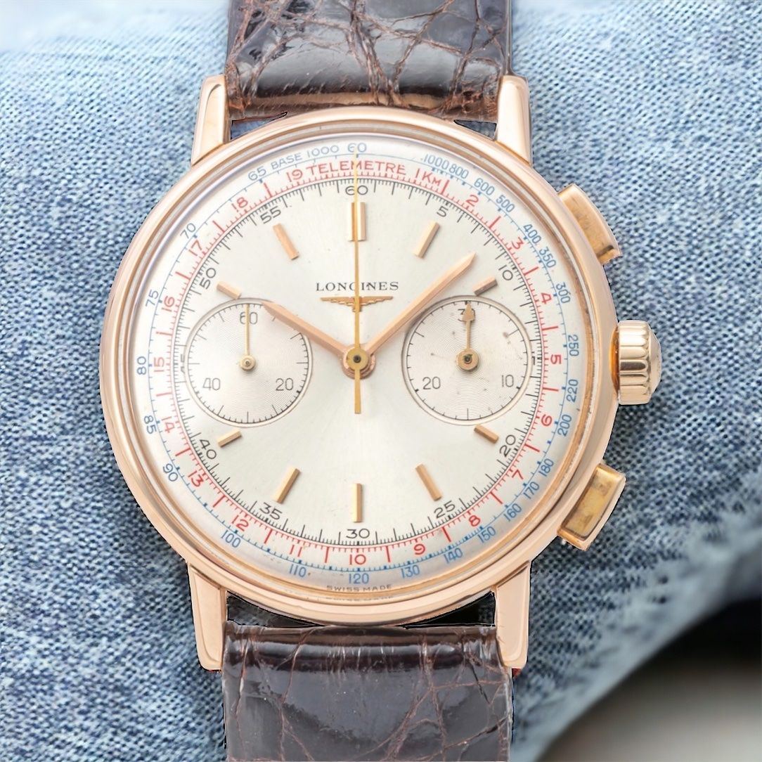 Longines Montres: Longines 18k Rose Gold Flyback Chronograph 1966' Ref. 7414 – D'occasion à Morges par 24time 7