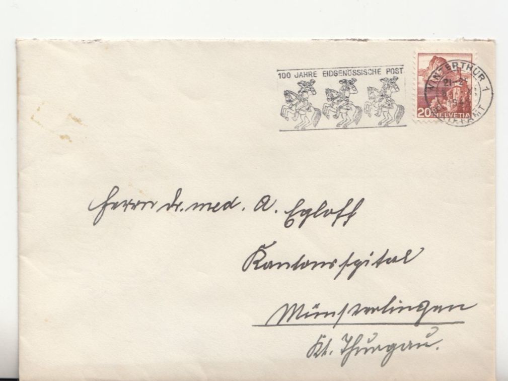 Tutti i francobolli: Werbeflagge 100 Jahre Eidgenössische Post 1949 – Usato da Bürglen TG venduto da StampGraf