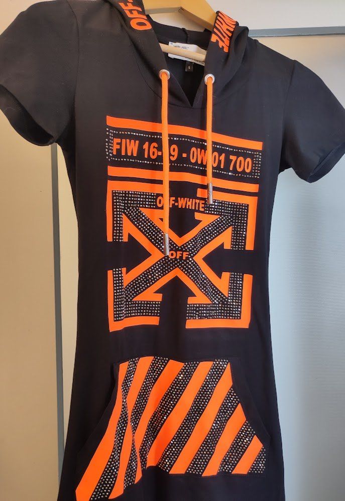 Robes: Orange-schwarzes Kleid von Off-White, Gr. S – D'occasion à Lugano par kat_lm5b 1