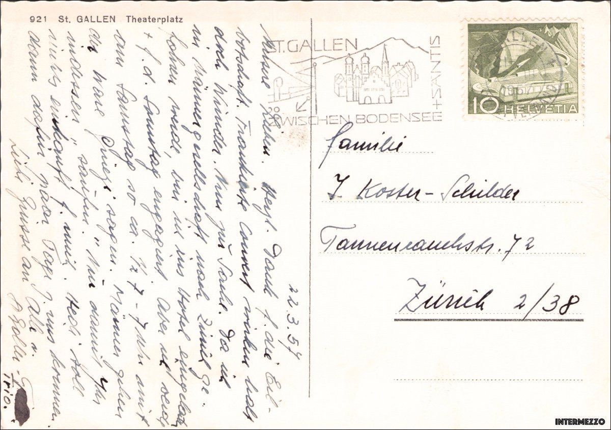Cartoline postali: St. Gallen // Tram 1957 Hechtplatz – Usato da Basel venduto da intermezzo12 1