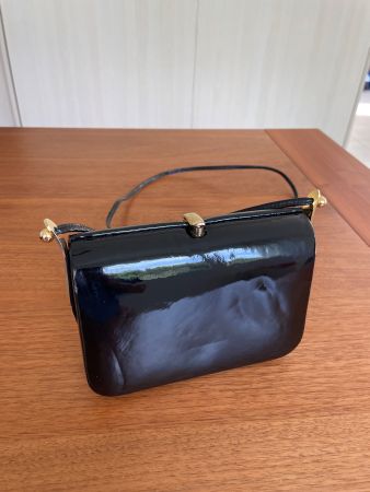 Franco Bellini Vintage Clutch Lackleder schwarz Gold