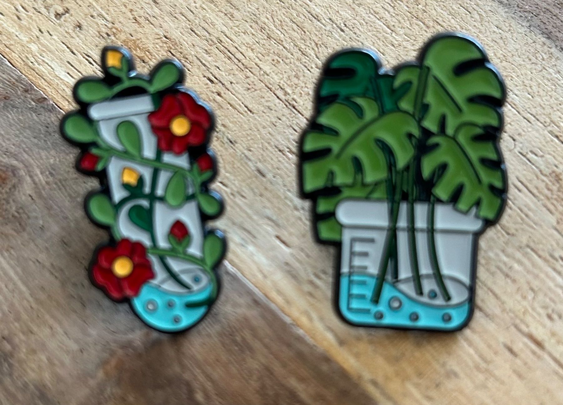 Placchette & Badge: 2x Pin Pflanzen / Monstera – Nuovo e nell'imballaggio originale da Geneve venduto da vane267