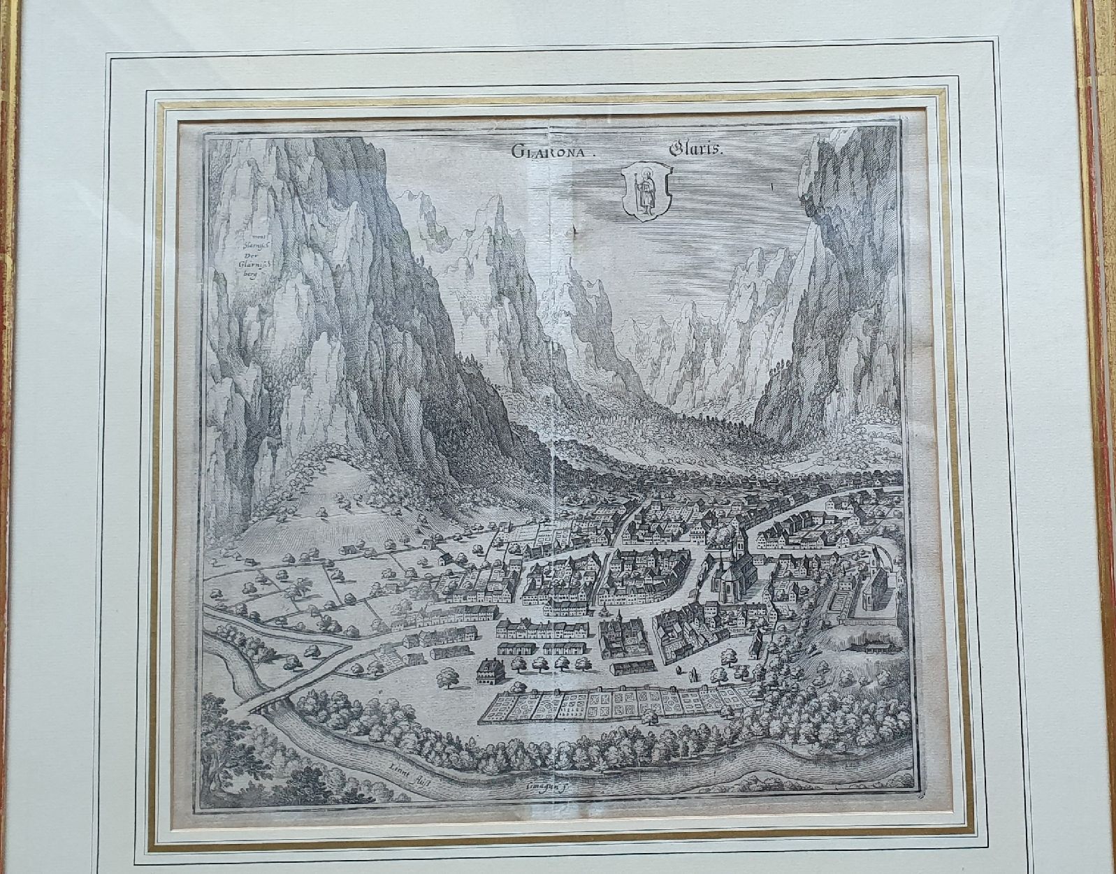 Stiche: Bild - Glarus - Original Kupferstich Merian – Gebraucht aus Kreuzlingen von Rschweiz1 2