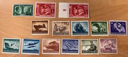 14 timbres Epoque du Reich avec Hitler et Mussolini 1941