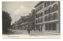 Glarus - Stadt - Kirchweg - Hotel Bahnhof - 1908