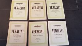 6 Musiknotenhefte Veracini Sonaten für Violine und Klavier