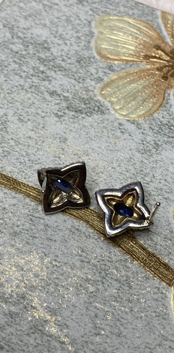 Orecchini pendenti & Orecchini a lobo: Echte Saphir Ohrstecker 925 Silber teils Vergoldet Bicolor  – Nuovo (secondo la descrizione) da St. Gallen venduto da GIULESGG 8
