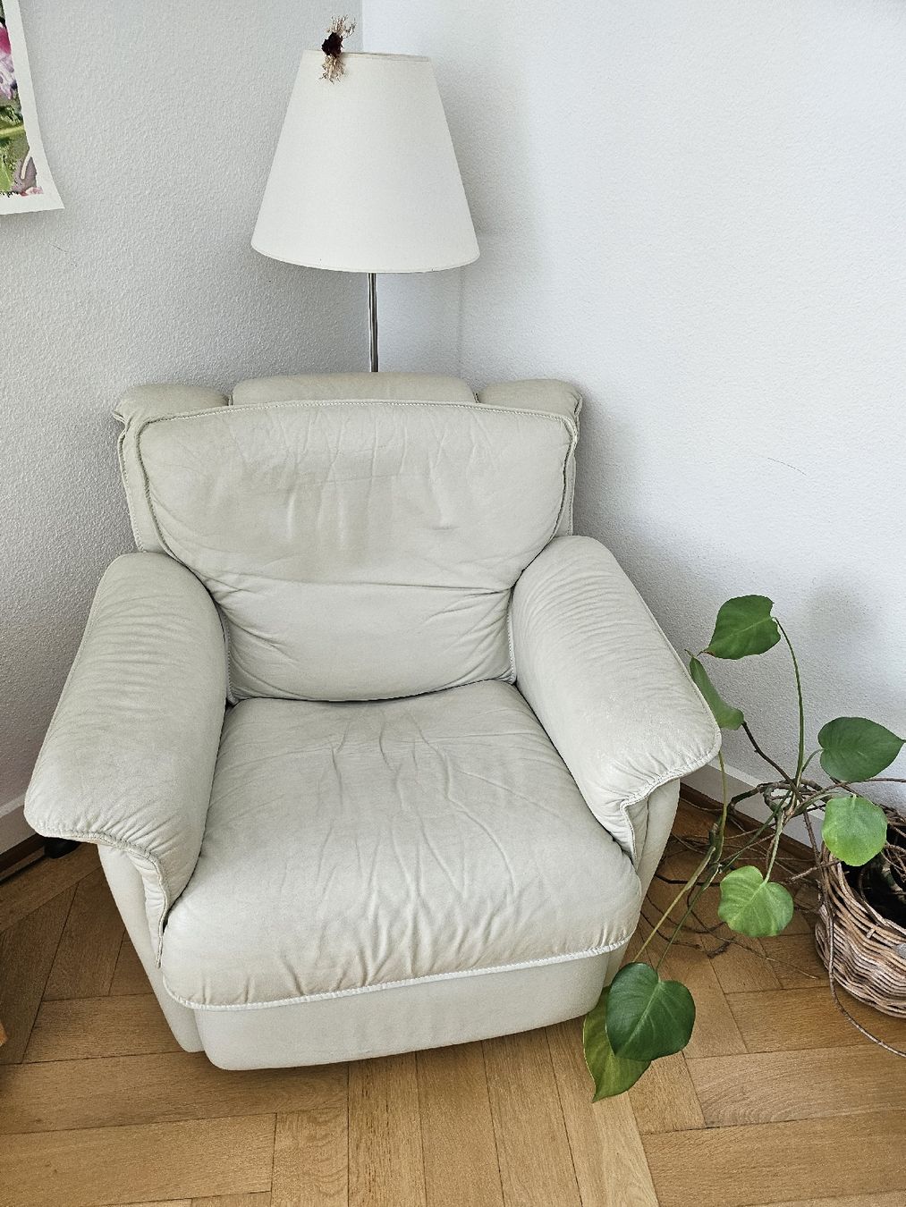 Divani: Ledersofa 2-Sitzer mit Sessel weiss gebraucht – Usato da Zürich venduto da man_v85s 2
