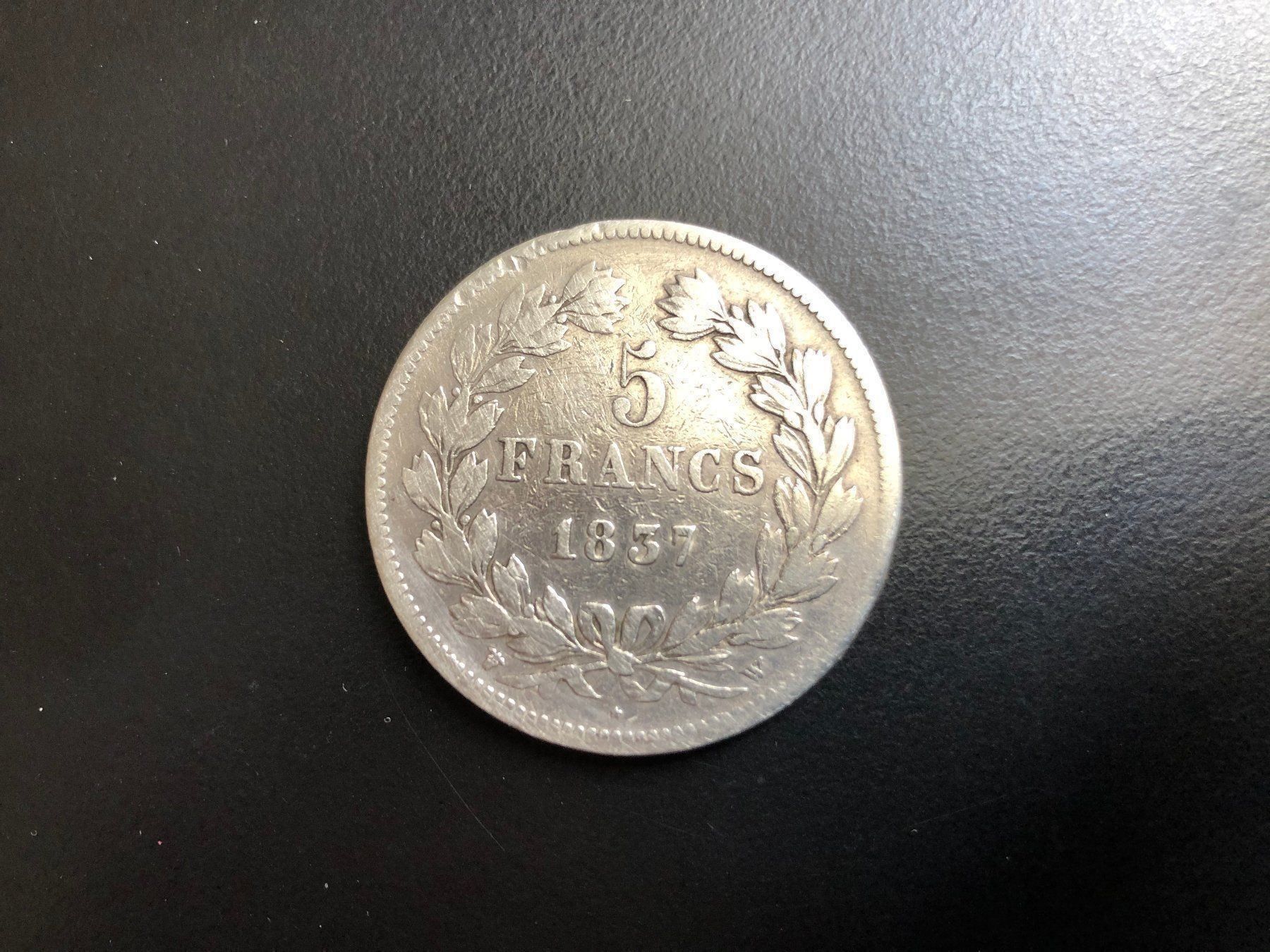 Alle Münzen: 1 pièce 5 Francs 1837 Louis Philippe I – Gebraucht aus Charmey (Gruyère) von Rolando6 1