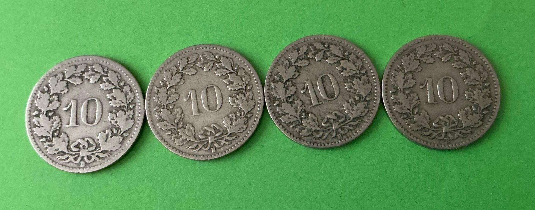Alle Münzen: 10 Rappen / 1906 - 1907 - 1908 - 1909 – Gebraucht aus Dübendorf von Troll_88 1