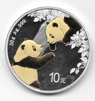 PANDA 2023 CHINA GILDED vergoldet fast 1 UNZE OZ SILBER 999
