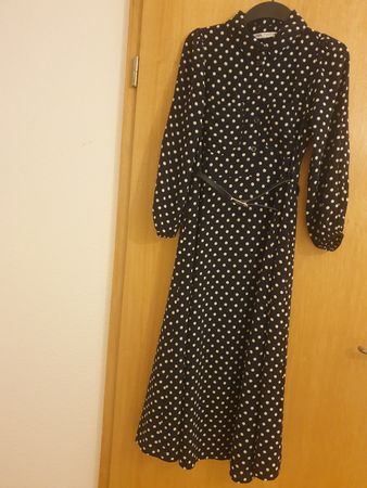 Robe longue, M, Zara, noire à pois, viscose, excellent état