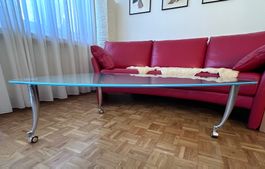 Designer Glastisch Rolf Benz, 140x73x40 cm, Vintage
