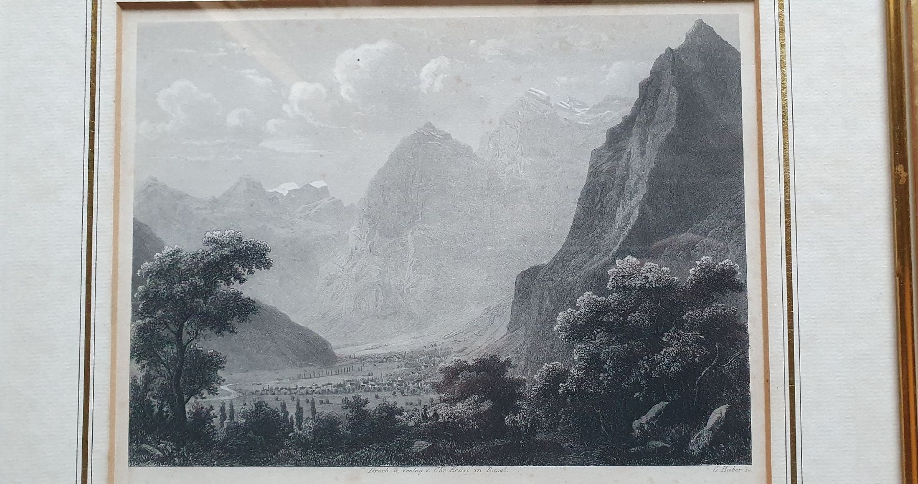 Stiche: Bild - Stahlstich,  Blick gegen Glarus, bei Weesen – Gebraucht aus Kreuzlingen von Rschweiz1 2