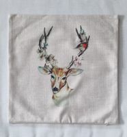 Neuer Kissen Bezug mit Hirsch & Blumen muster, 40 x 40 cm