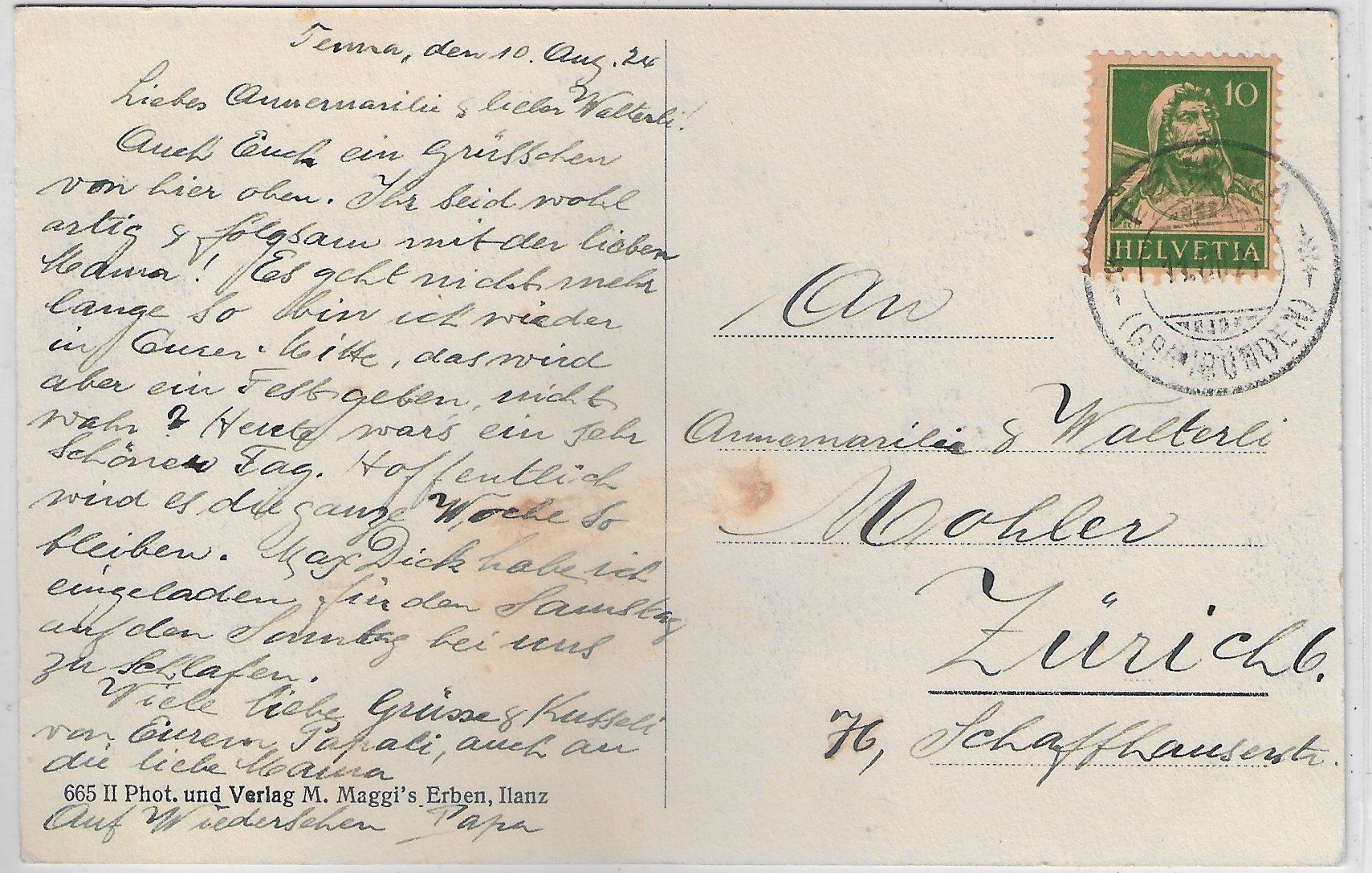Cartoline postali: Tenna mit Ausblick in Safiertal – Usato da Ettingen venduto da Kartenplanet 1
