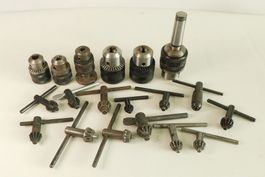 Werkstatt-Konvolut: 6 Bohrfutter (2x RÖHM, YUKIWA) + Schlüss